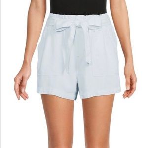 Time and Tru Belted High Rise Pull on paper bag utility shorts sunbleached  wash